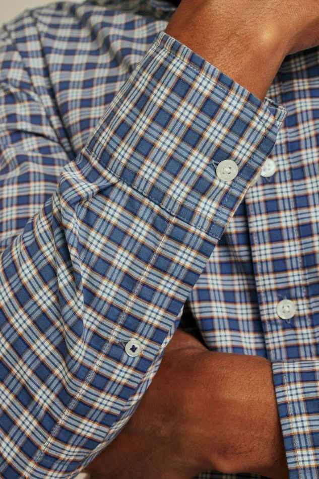 Men Everyday Shirt Navy Brown Plaid Bonobos Business Casual Shirts