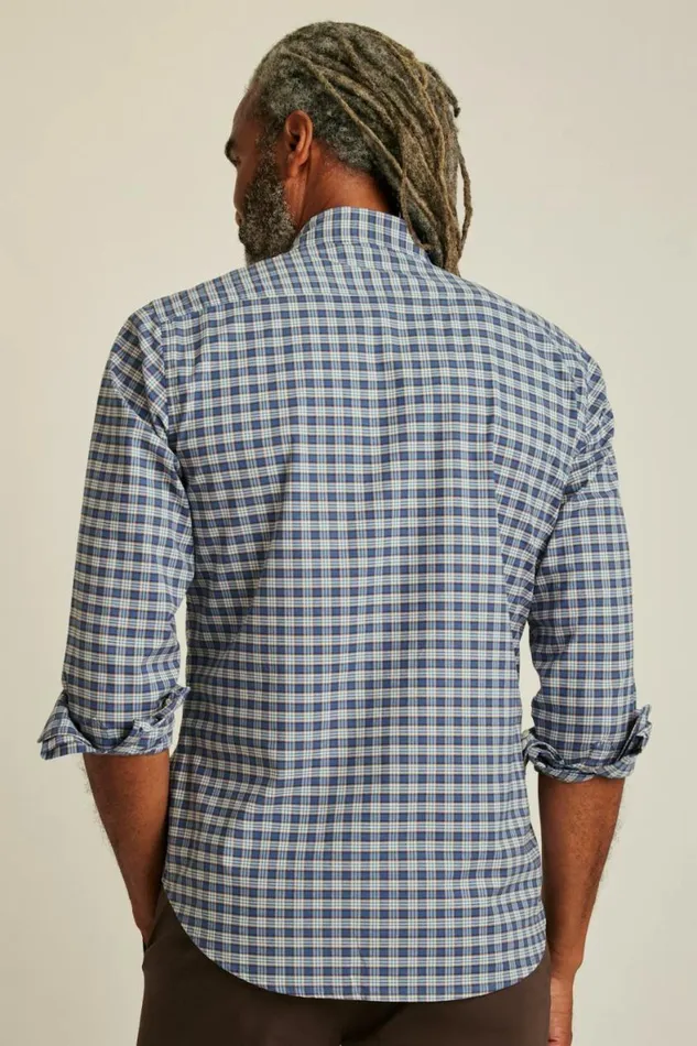 Men Everyday Shirt Navy Brown Plaid Bonobos Business Casual Shirts