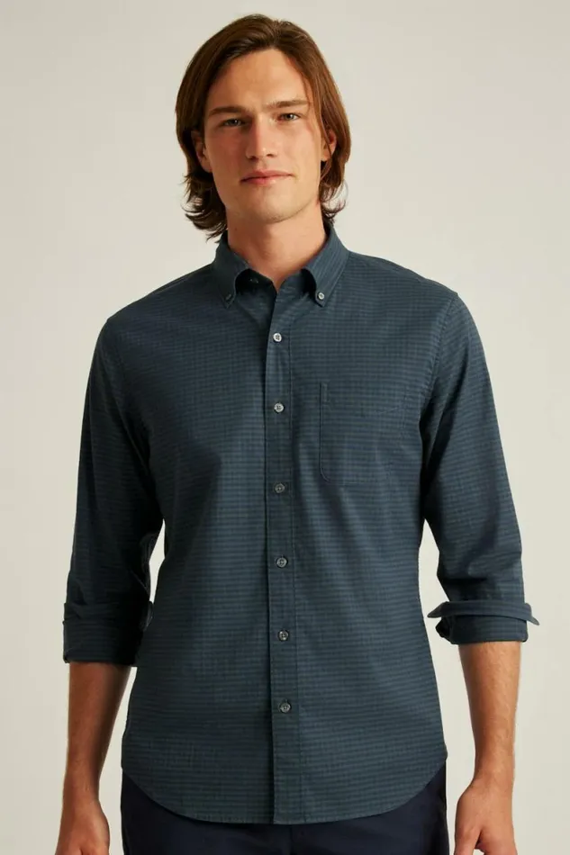 Men Everyday Shirt Navy Green Gingham Bonobos Business Casual Shirts
