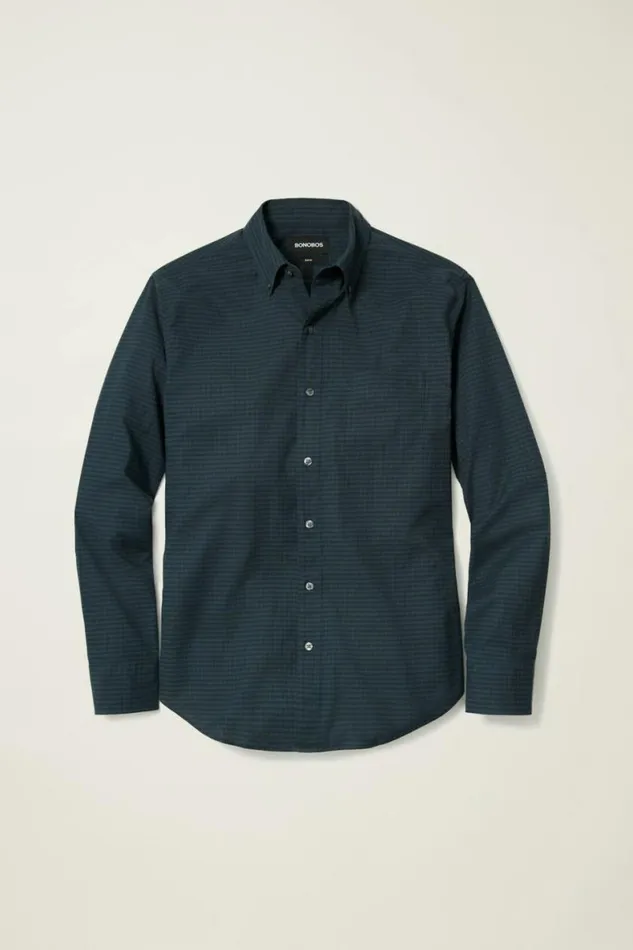 Men Everyday Shirt Navy Green Gingham Bonobos Business Casual Shirts