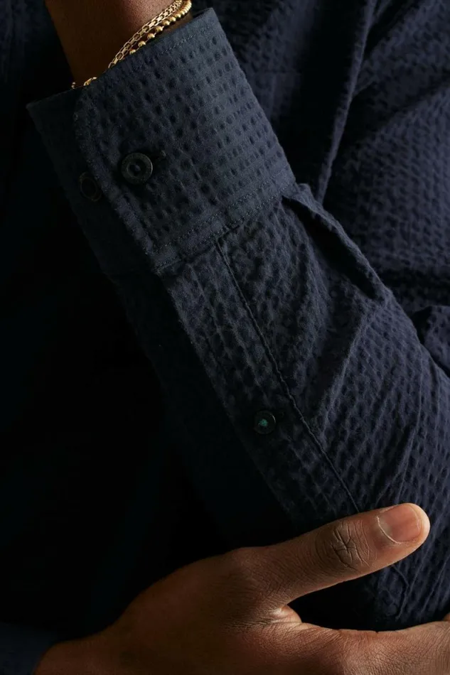 Men Everyday Shirt Navy Seersucker Bonobos Business Casual Shirts