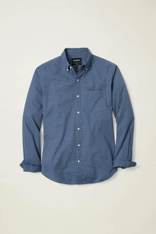 Men Everyday Shirt Navy White Dot Bonobos Business Casual Shirts
