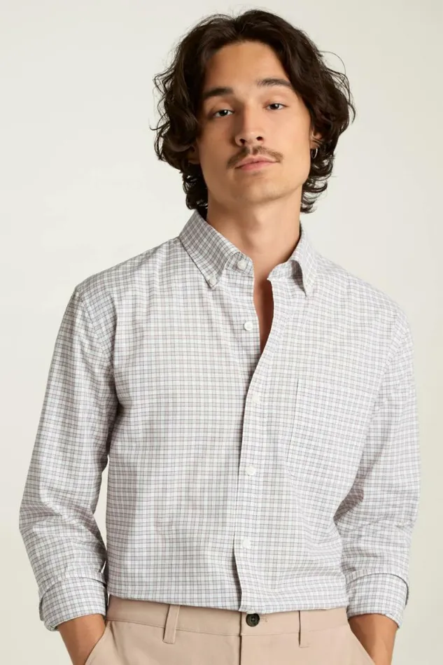 Men Everyday Shirt Pink Dawn Plaid Bonobos Business Casual Shirts