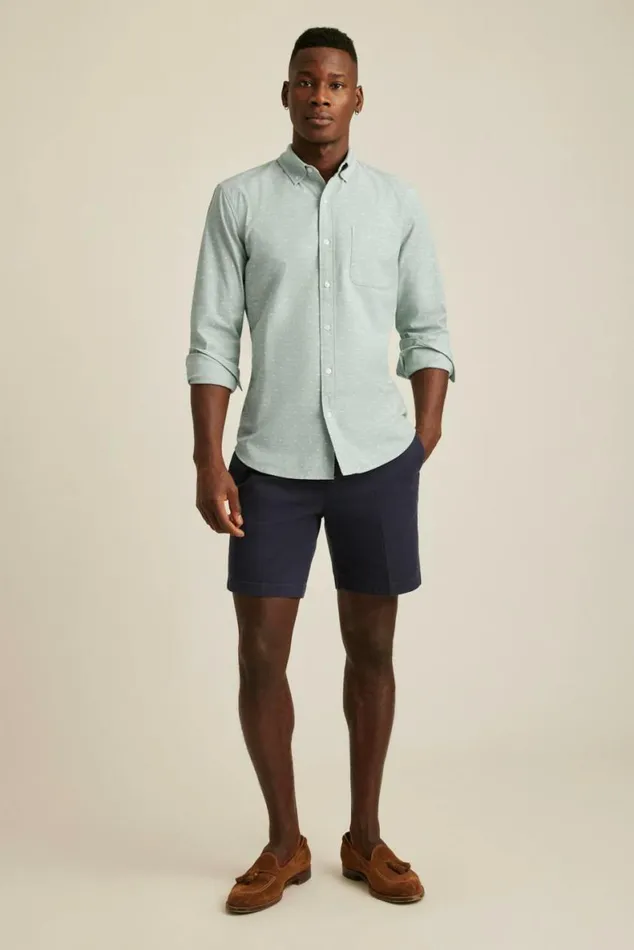 Men Everyday Shirt Sage Chambray Dobby Dot Bonobos Business Casual Shirts