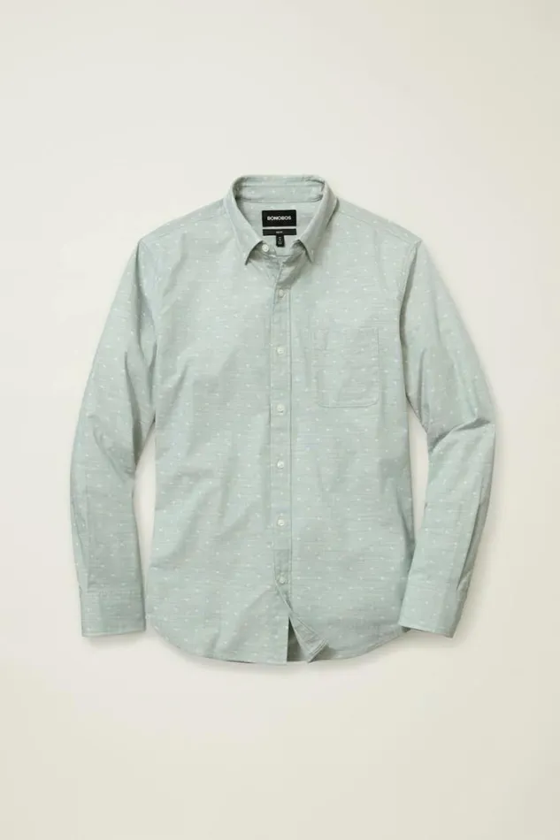Men Everyday Shirt Sage Chambray Dobby Dot Bonobos Business Casual Shirts