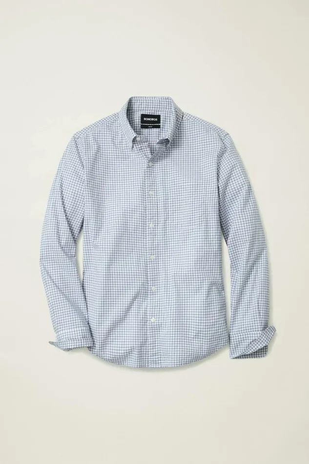 Men Everyday Shirt Sky White Gingham Bonobos Business Casual Shirts