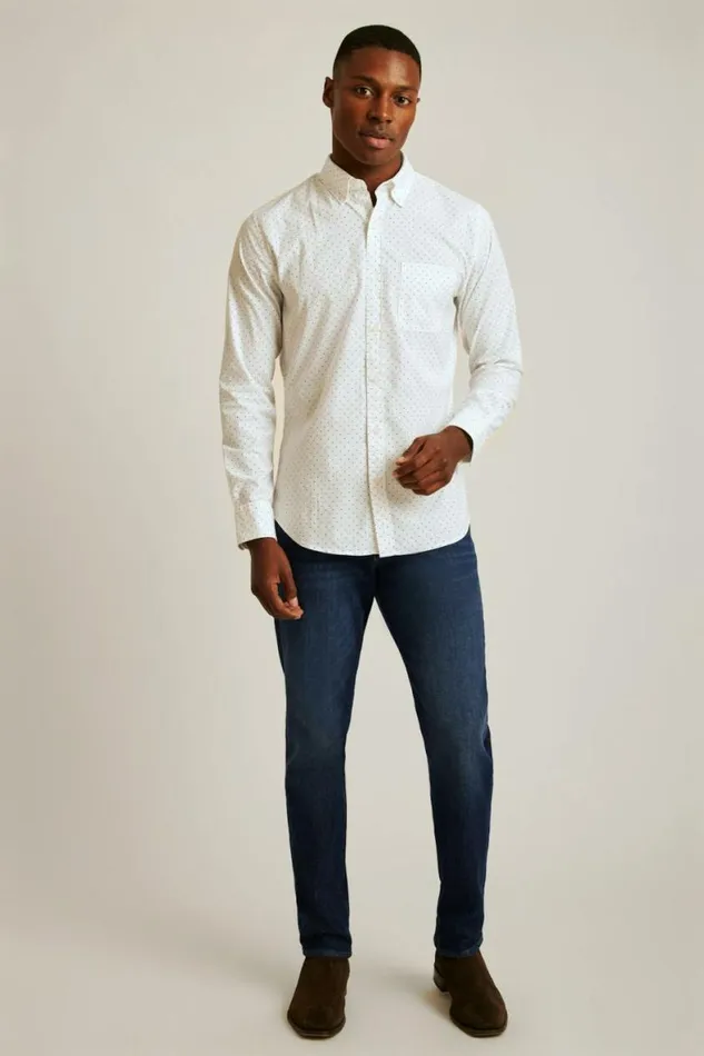 Men Everyday Shirt White Green Dot Bonobos Business Casual Shirts