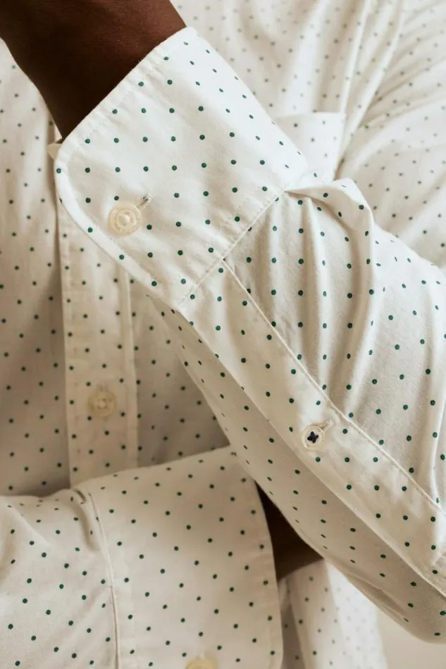Men Everyday Shirt White Green Dot Bonobos Business Casual Shirts