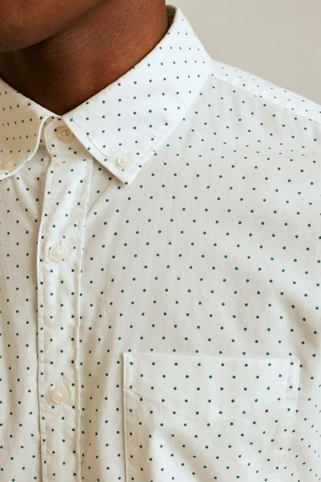 Men Everyday Shirt White Green Dot Bonobos Business Casual Shirts