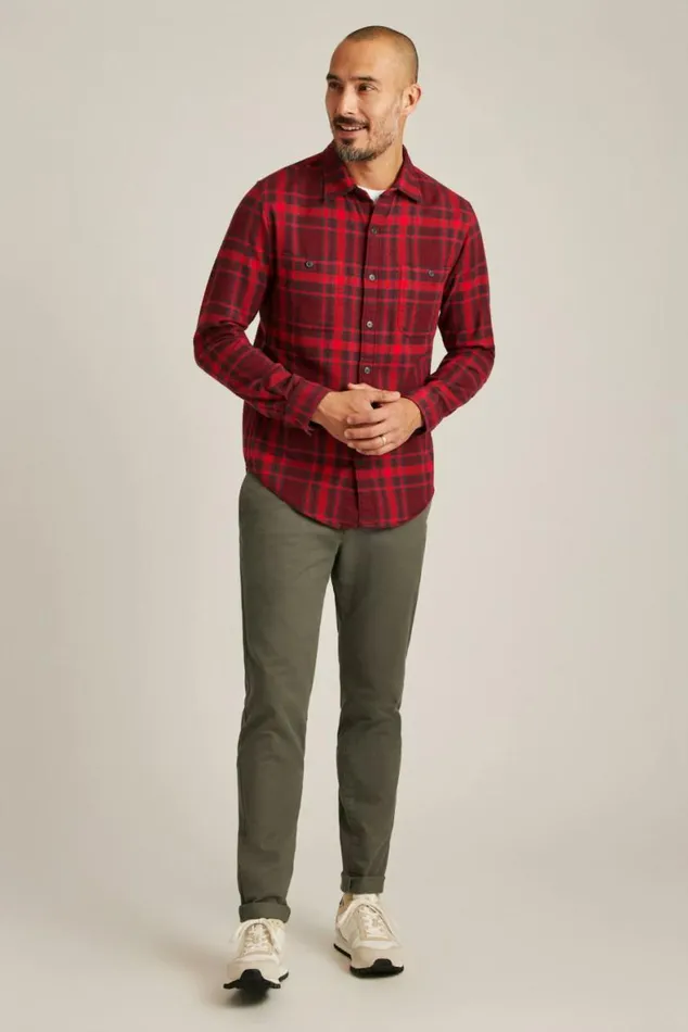Men Fireside Flannel Shirt Red Nichols Plaid Bonobos Overshirts