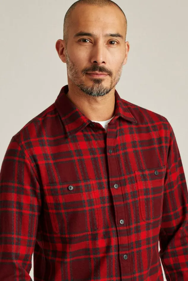 Men Fireside Flannel Shirt Red Nichols Plaid Bonobos Overshirts