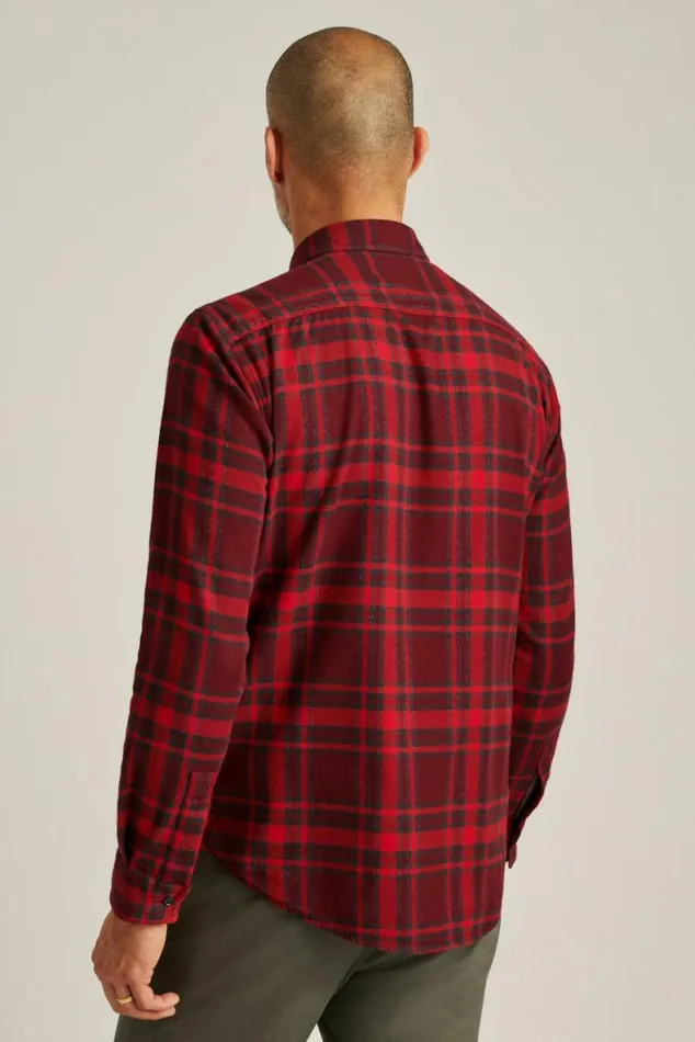Men Fireside Flannel Shirt Red Nichols Plaid Bonobos Overshirts