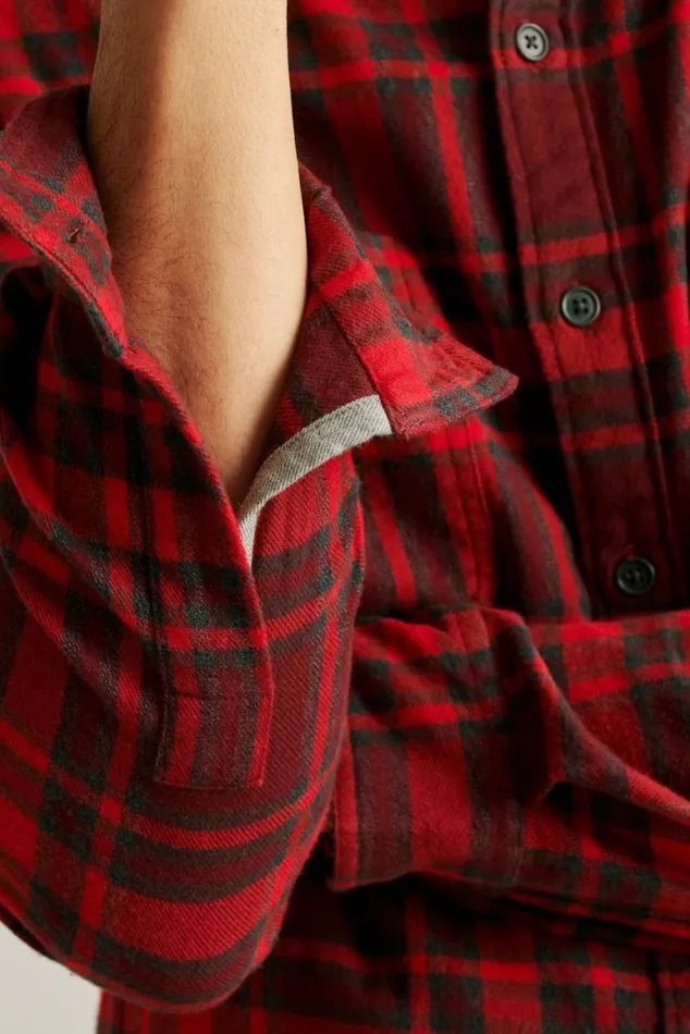 Men Fireside Flannel Shirt Red Nichols Plaid Bonobos Overshirts