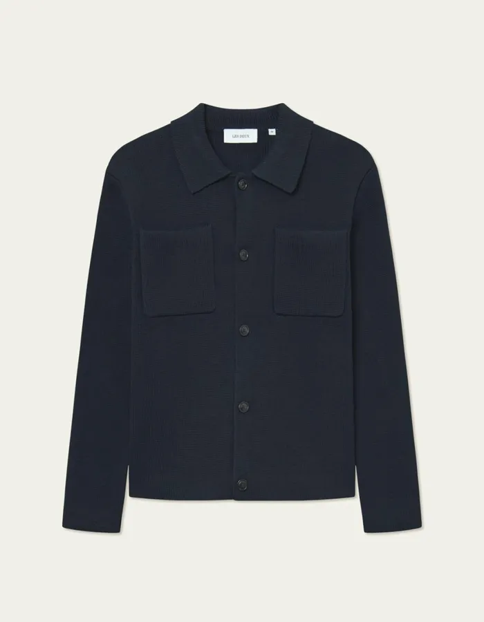 Men Fischer Cotton Milano Overshirt 8211 Dark Navy Les Deux ShirtsOvershirts