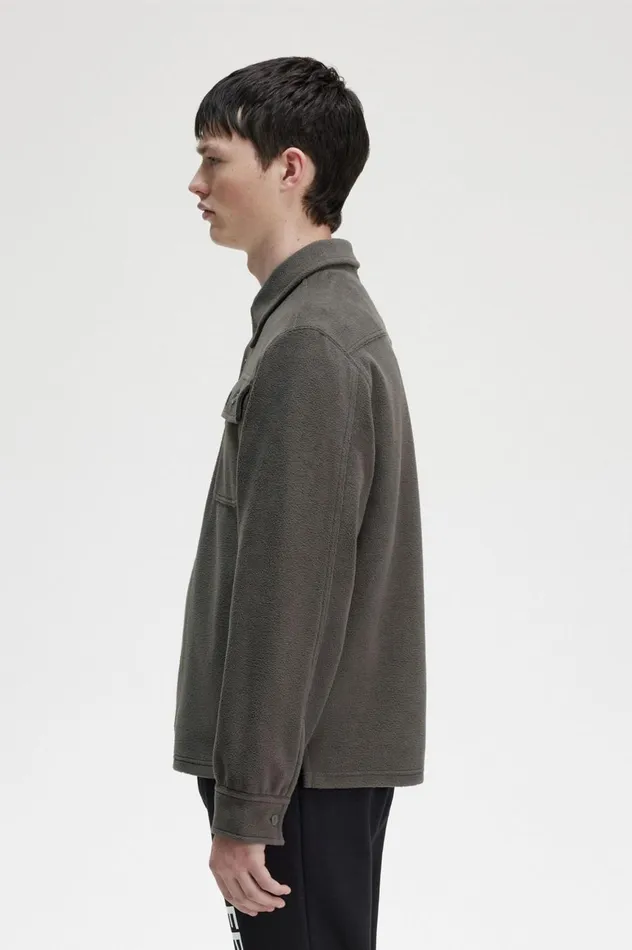 Men Fleece Overshirt Field Green Fred Perry Overshirts