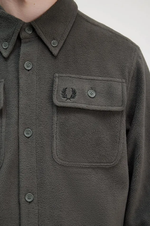 Men Fleece Overshirt Field Green Fred Perry Overshirts