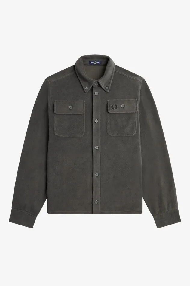 Men Fleece Overshirt Field Green Fred Perry Overshirts