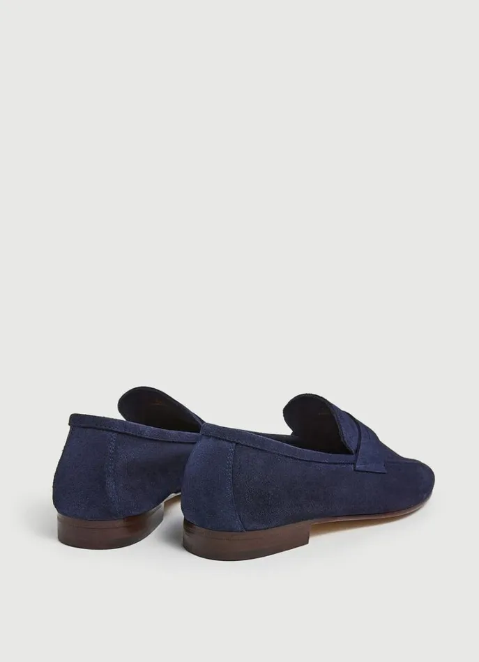 Men Formal Shoes Hackett London Suede Moccasins Navy