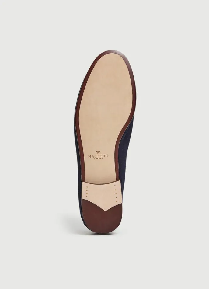 Men Formal Shoes Hackett London Suede Moccasins Navy