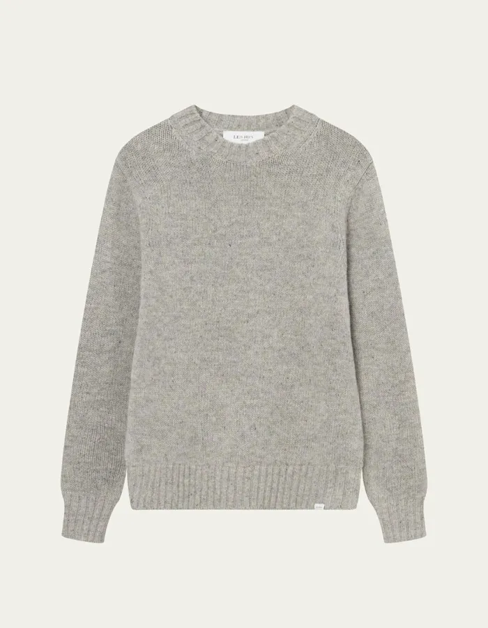 Men Gary Fleck Wool Roundneck 8211 Grey Melange Les Deux Knitwear