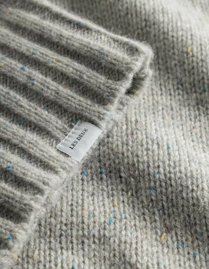 Men Gary Fleck Wool Roundneck 8211 Grey Melange Les Deux Knitwear
