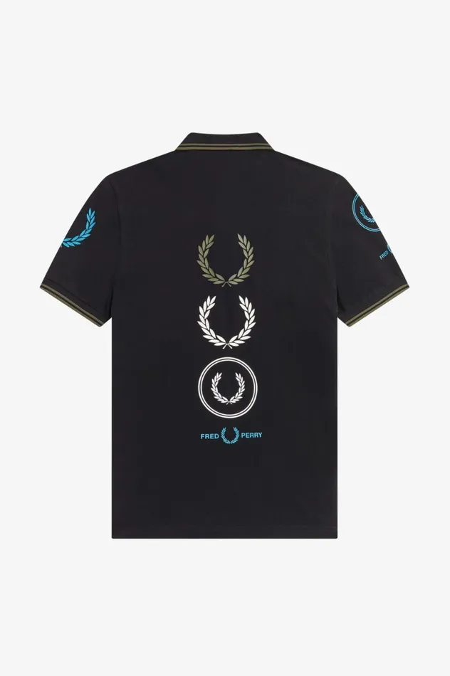 Men Graphic Branded Shirt Black Fred Perry Polo Shirts
