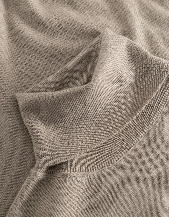 Men Greyson Rollneck Merino Knit 8211 Dark Sand Melange Les Deux Knitwear