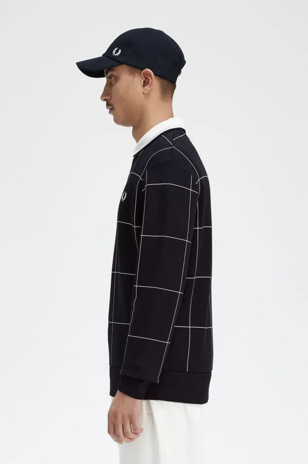 Men Grid Detail Sweatshirt Black Fred Perry Sweatshirts