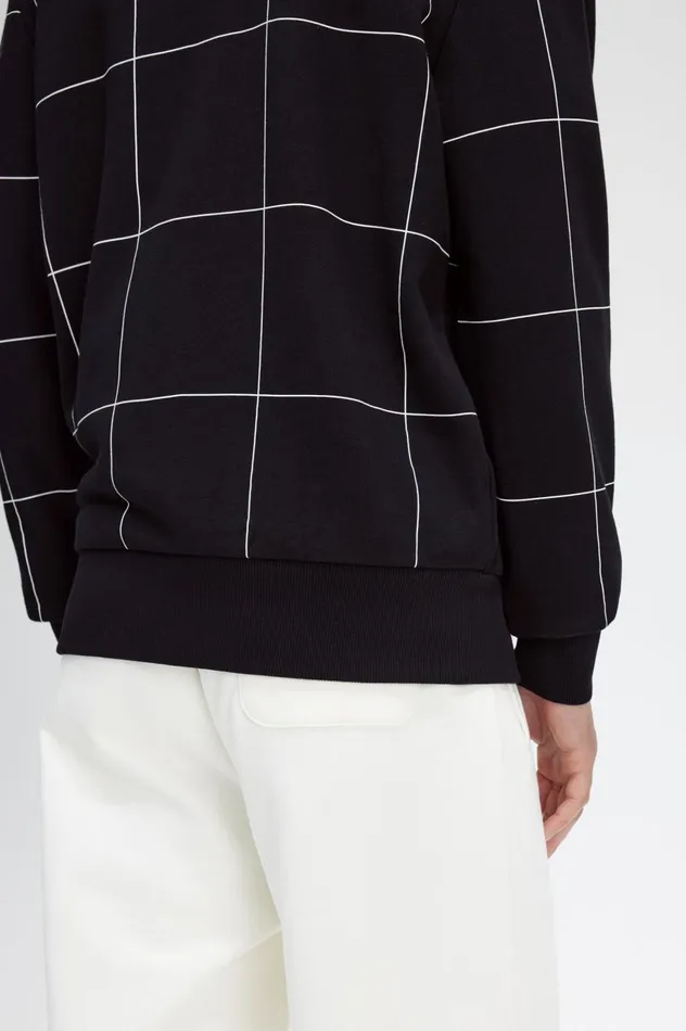 Men Grid Detail Sweatshirt Black Fred Perry Sweatshirts