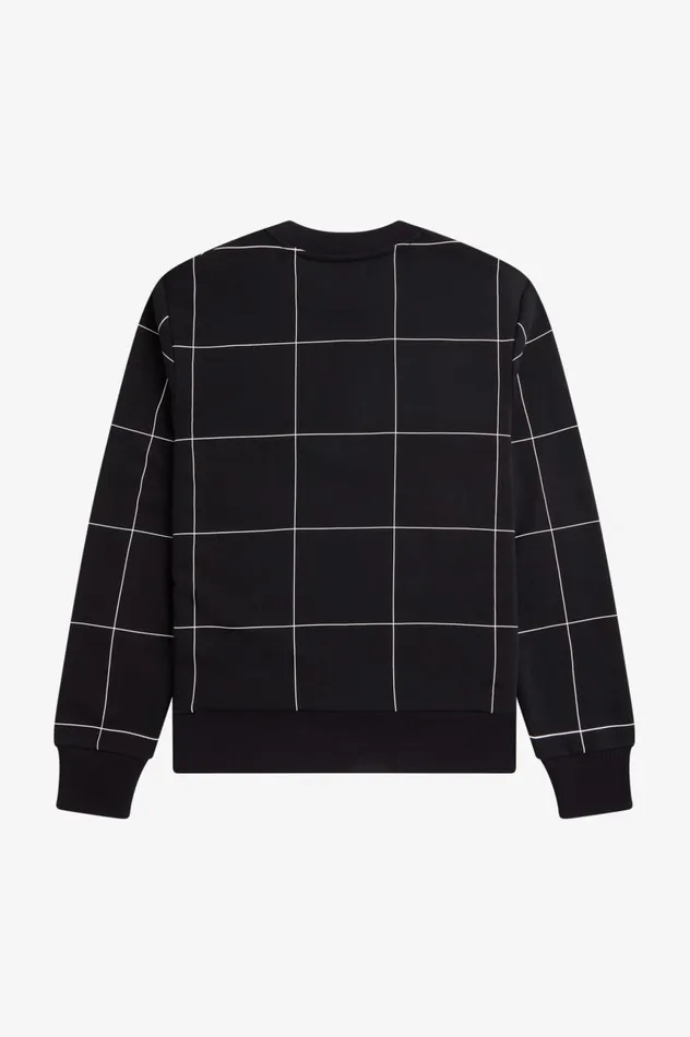 Men Grid Detail Sweatshirt Black Fred Perry Sweatshirts