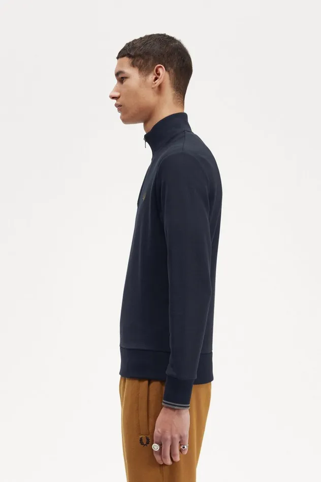 Men Half Zip Sweatshirt Navydark Caramel Fred Perry Sweatshirts