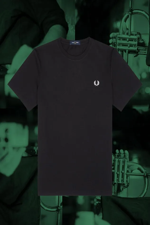 Men Hamburg Ringer TShirt Black Fred Perry TShirts