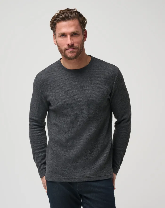 Men Hoodies and Sweatshirts TravisMathew CLOUD WAFFLE CREW Charcoal