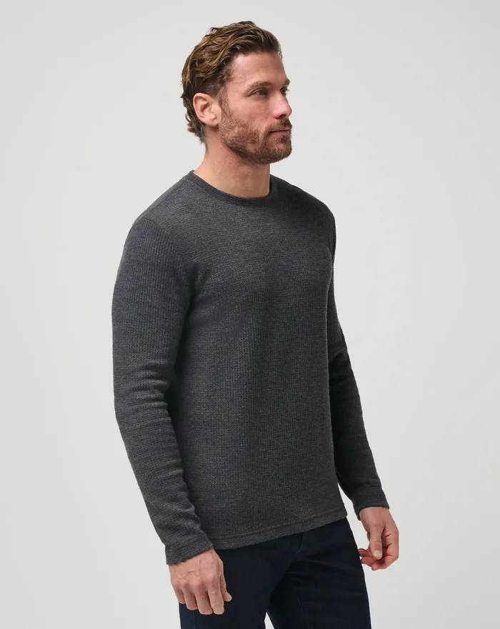 Men Hoodies and Sweatshirts TravisMathew CLOUD WAFFLE CREW Charcoal