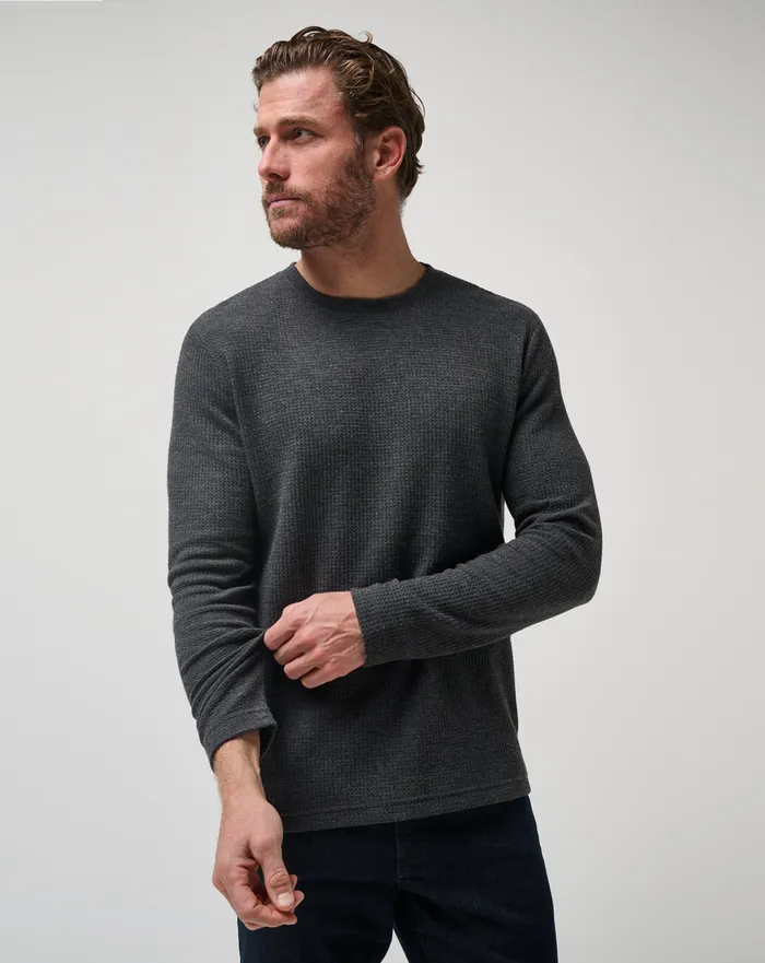 Men Hoodies and Sweatshirts TravisMathew CLOUD WAFFLE CREW Charcoal