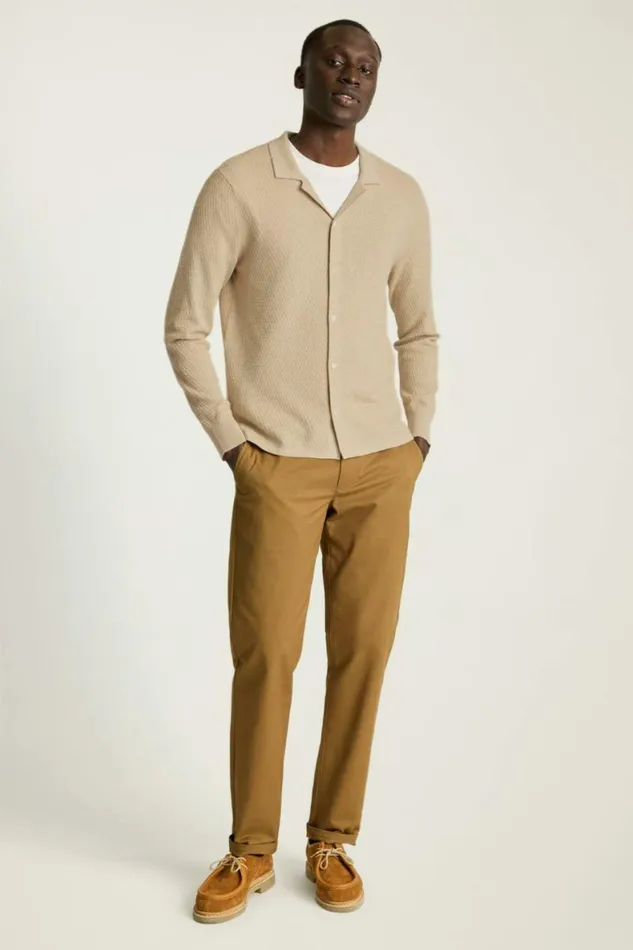 Men Hudson Long Sleeve Sweater Polo Cream Cotton Cashmere Diamond Bonobos Cardigans