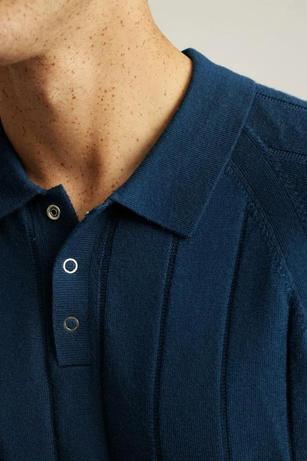 Men Hudson Sweater Polo Blue Merino Raglan Bonobos Polos