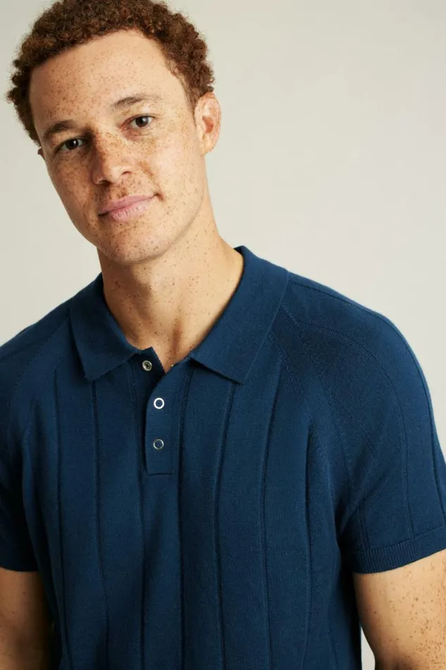 Men Hudson Sweater Polo Blue Merino Raglan Bonobos Polos