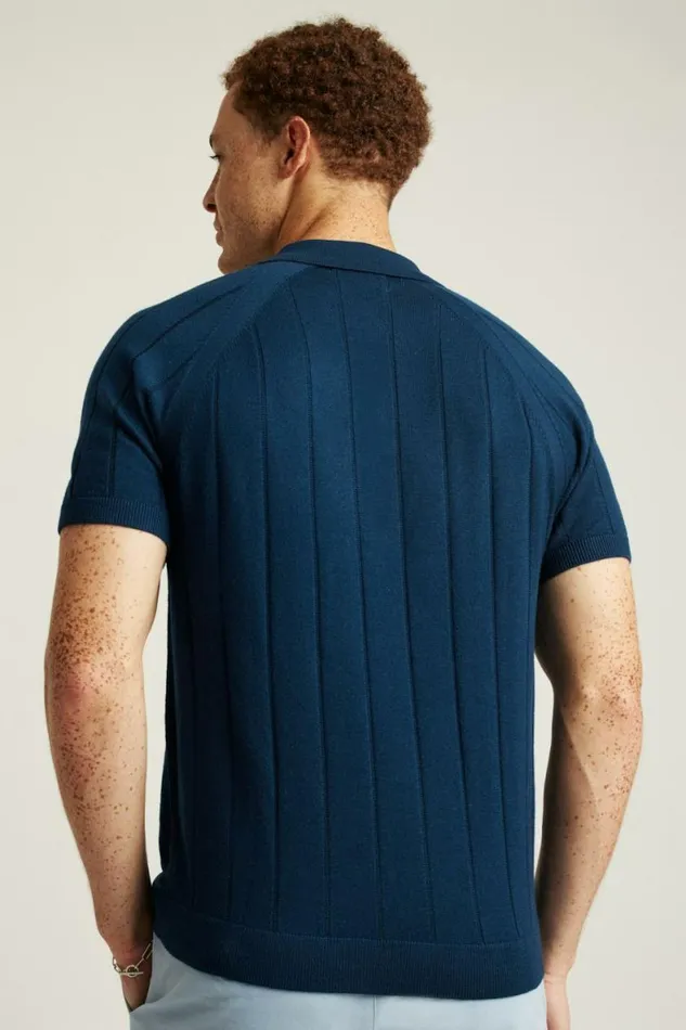 Men Hudson Sweater Polo Blue Merino Raglan Bonobos Polos