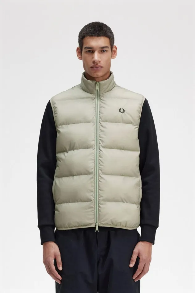Men Insulated Gilet Seagrass Fred Perry Coats and Jackets
