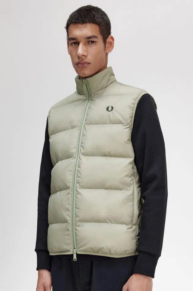Men Insulated Gilet Seagrass Fred Perry Coats and Jackets