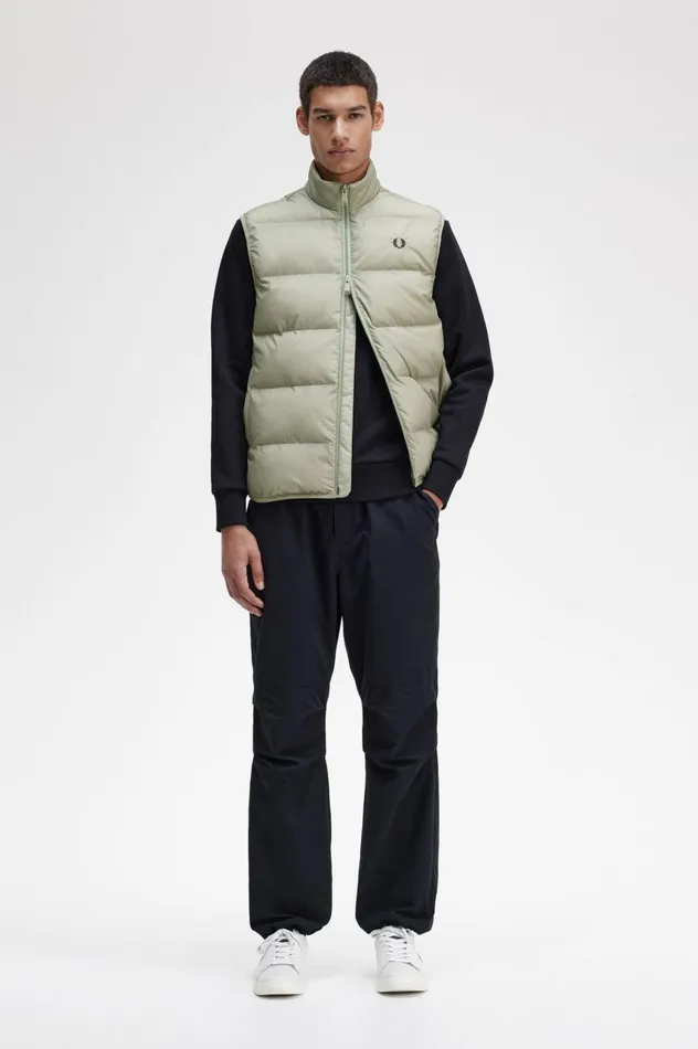 Men Insulated Gilet Seagrass Fred Perry Coats and Jackets