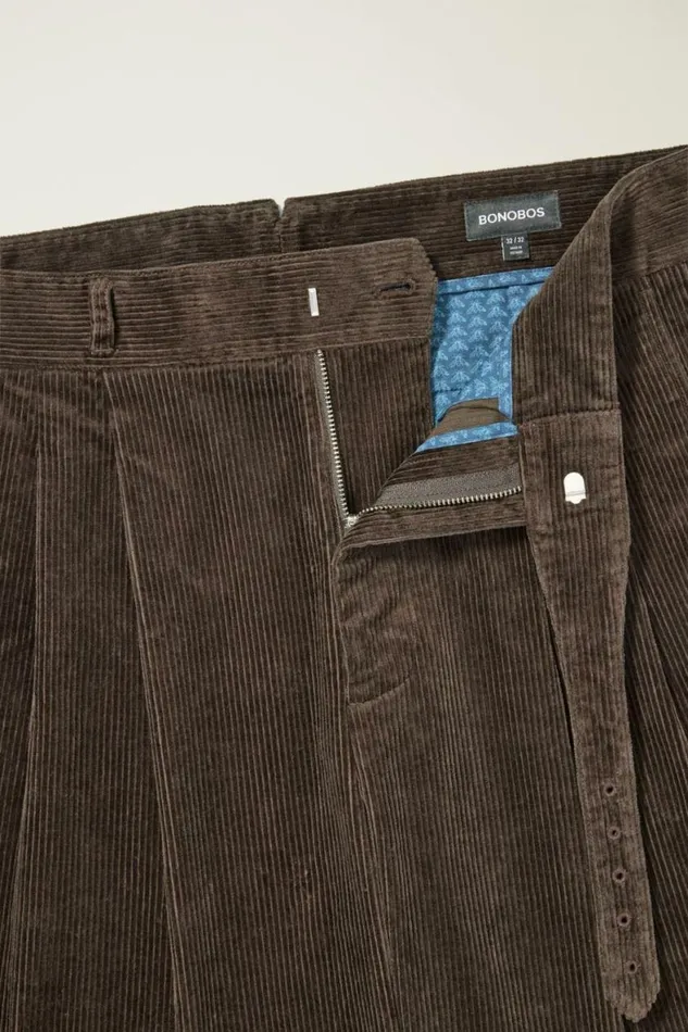 Men Italian Gurkha Trouser Brown Corduroy Bonobos Dress Pants