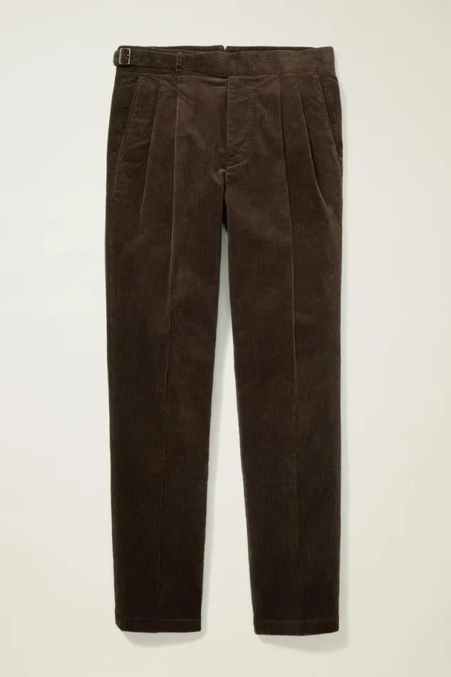 Men Italian Gurkha Trouser Brown Corduroy Bonobos Dress Pants