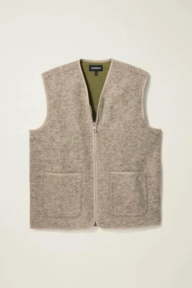 Men Italian Wool Fleece Vest Natural Grey Bonobos Vests
