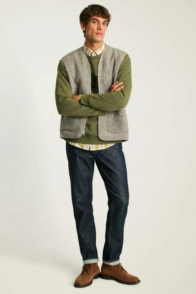 Men Italian Wool Fleece Vest Natural Grey Bonobos Vests
