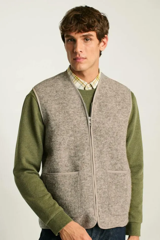 Men Italian Wool Fleece Vest Natural Grey Bonobos Vests