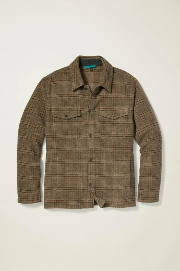 Men Italian Wool Jacket Khaki Brown Windowpane Bonobos Overshirts