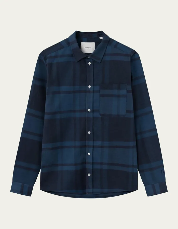 Men Jeremy Flannel Shirt 8211 Dark NavyMidnight Blue Les Deux ShirtsOvershirts Men Jeremy Flannel Shirt 8211 Dark NavyMidnight Blue Les Deux ShirtsOvershirts
