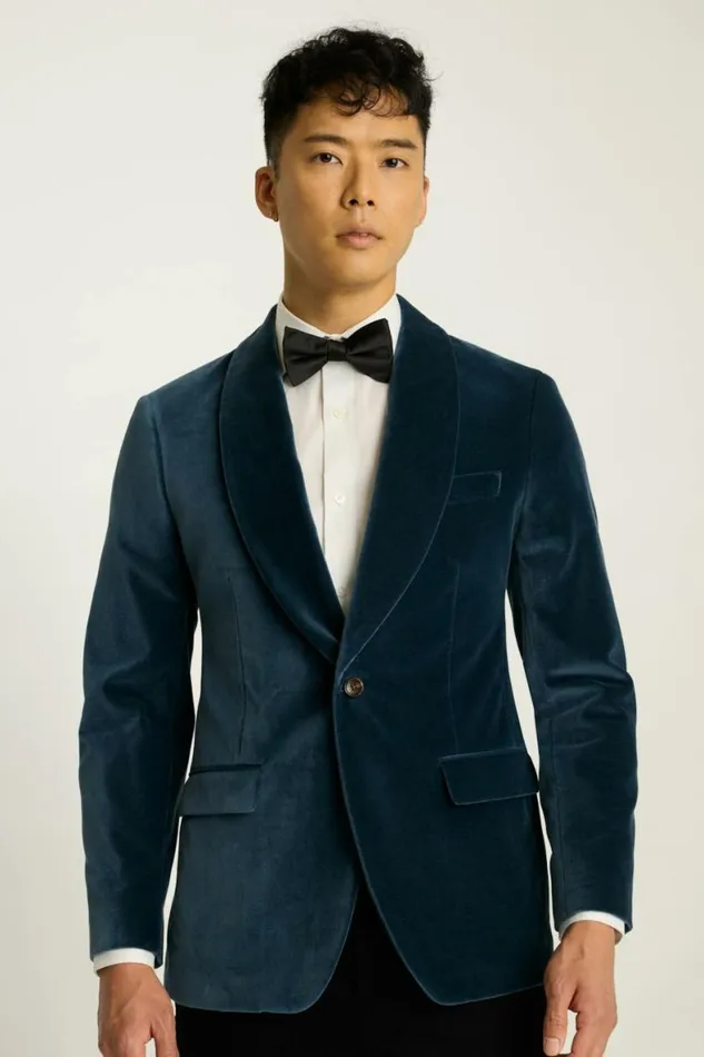 Men Jetsetter Italian Velvet Blazer Frost Blue Bonobos Blazers and Sport Coats